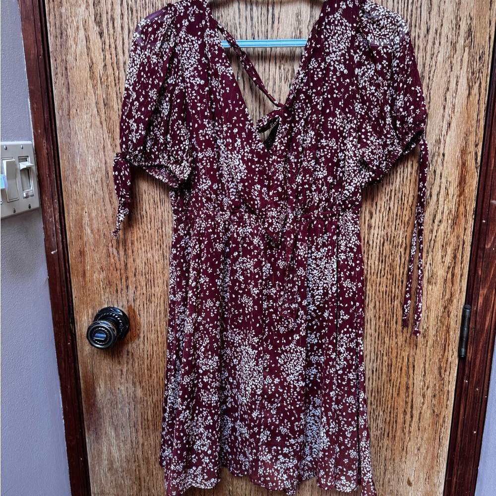 Floral Burgundy Dress - Picture 4 of 4